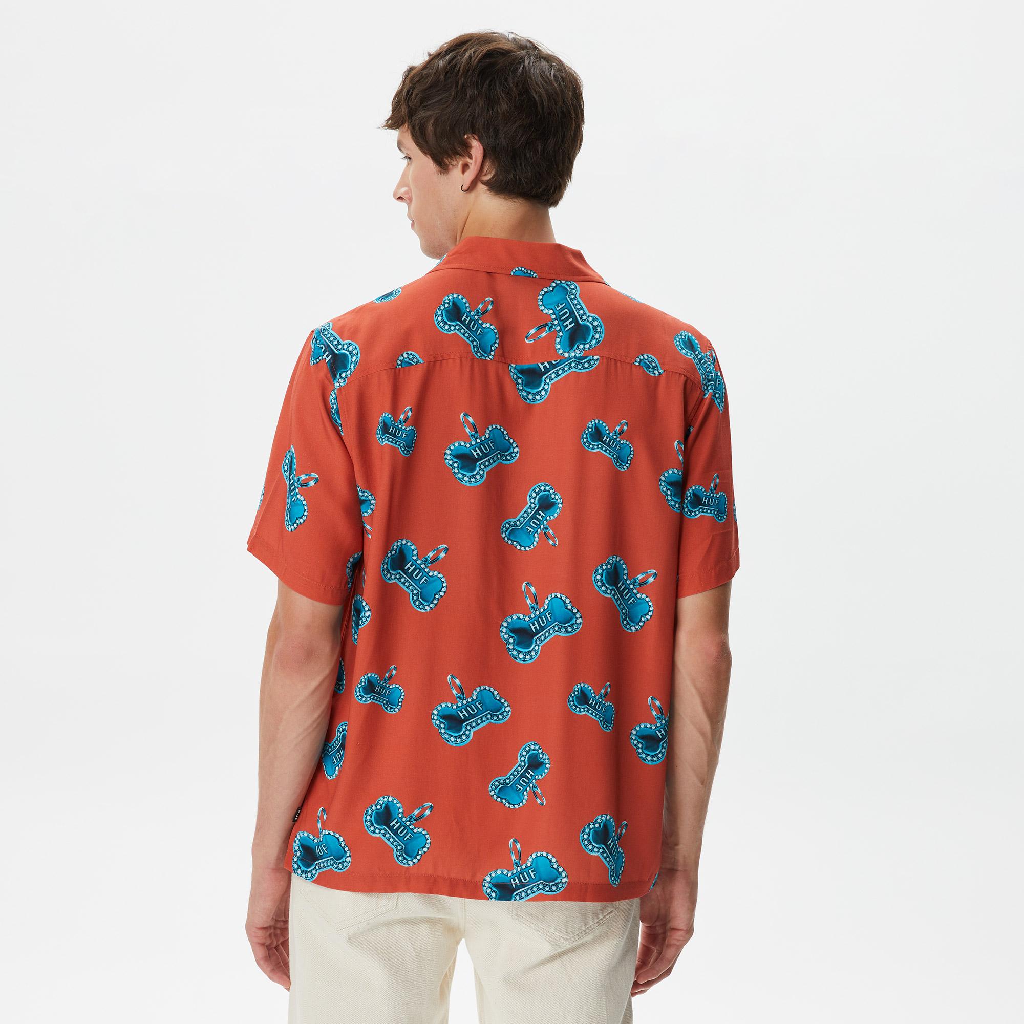 Huf Bones S/S Resort Erkek Kırmızı Gömlek
