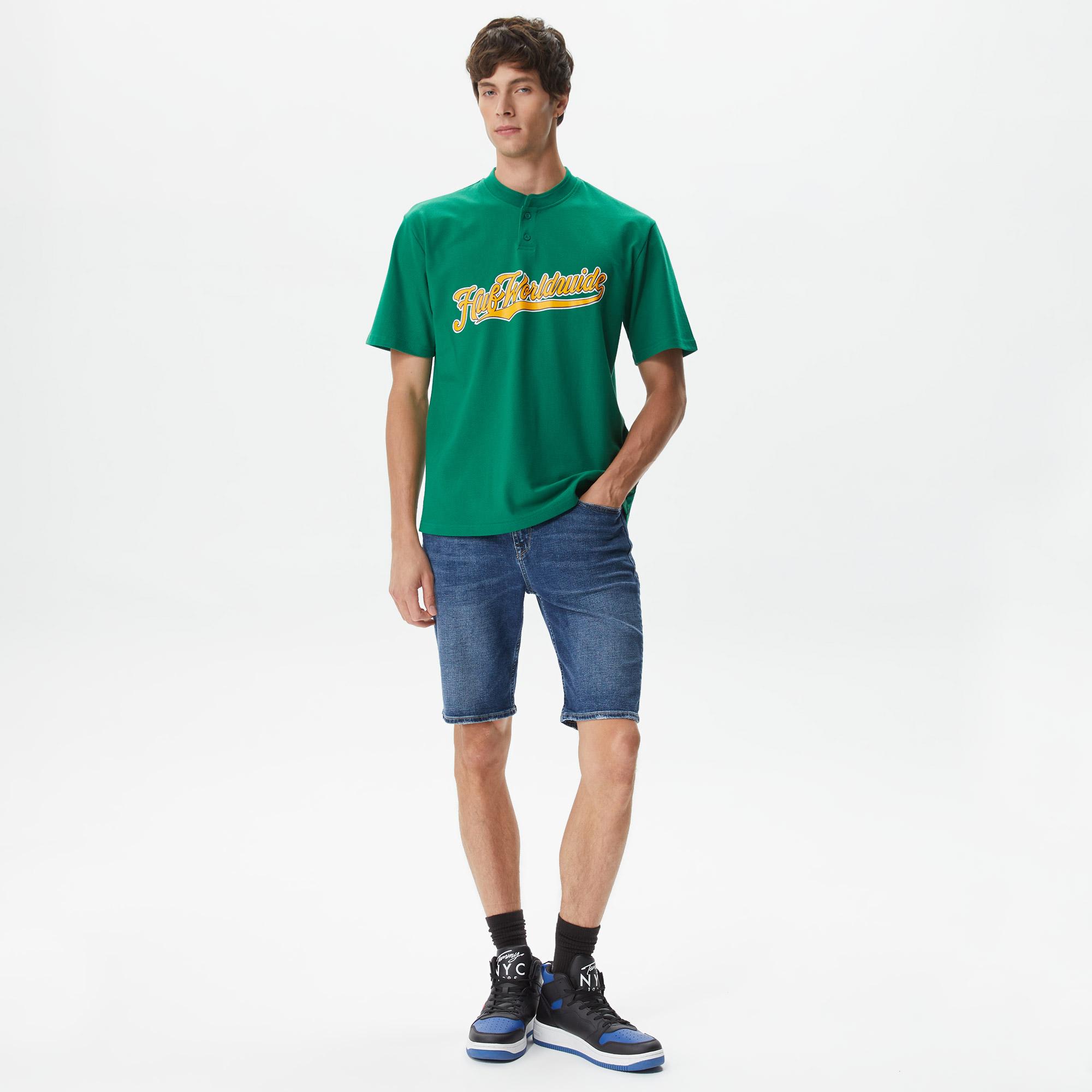 Huf Harlan Baseball Henley Erkek Yeşil T-Shirt