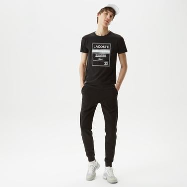  Erkek Regular Fit Bisiklet Yaka Baskılı Siyah T-Shirt