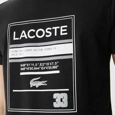  Erkek Regular Fit Bisiklet Yaka Baskılı Siyah T-Shirt