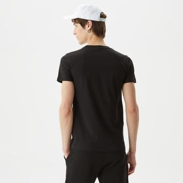  Erkek Regular Fit Bisiklet Yaka Baskılı Siyah T-Shirt