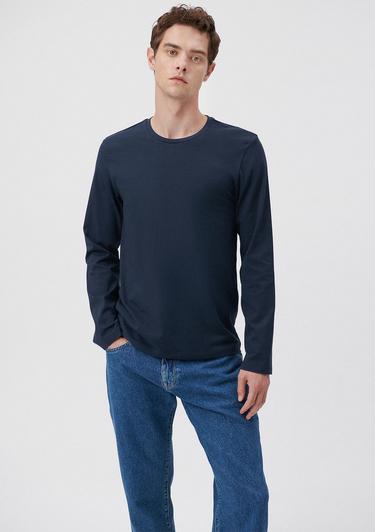  Mavi Uzun Kollu Lacivert Basic Tişört Fitted / Vücuda Oturan Kesim 062477-27308