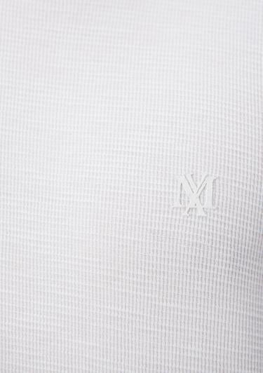  Mavi Uzun Kollu Beyaz Tişört Regular Fit / Normal Kesim 065755-620