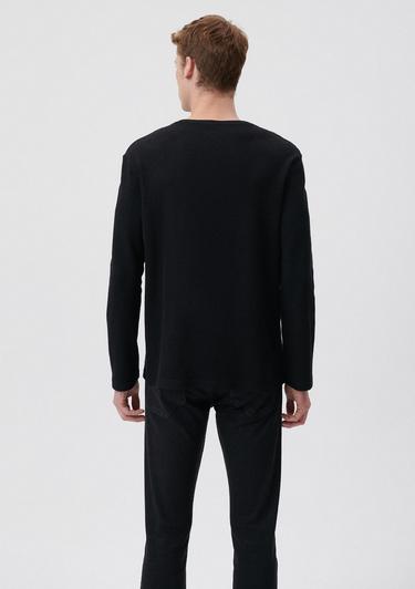  Mavi Uzun Kollu Siyah Tişört Regular Fit / Normal Kesim 065755-900