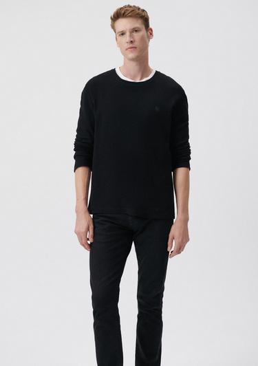  Mavi Uzun Kollu Siyah Tişört Regular Fit / Normal Kesim 065755-900