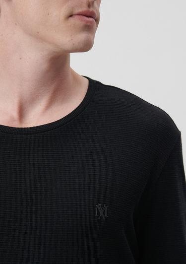  Mavi Uzun Kollu Siyah Tişört Regular Fit / Normal Kesim 065755-900