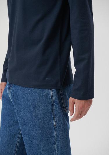  Mavi Uzun Kollu Lacivert Basic Tişört Fitted / Vücuda Oturan Kesim 062477-27308