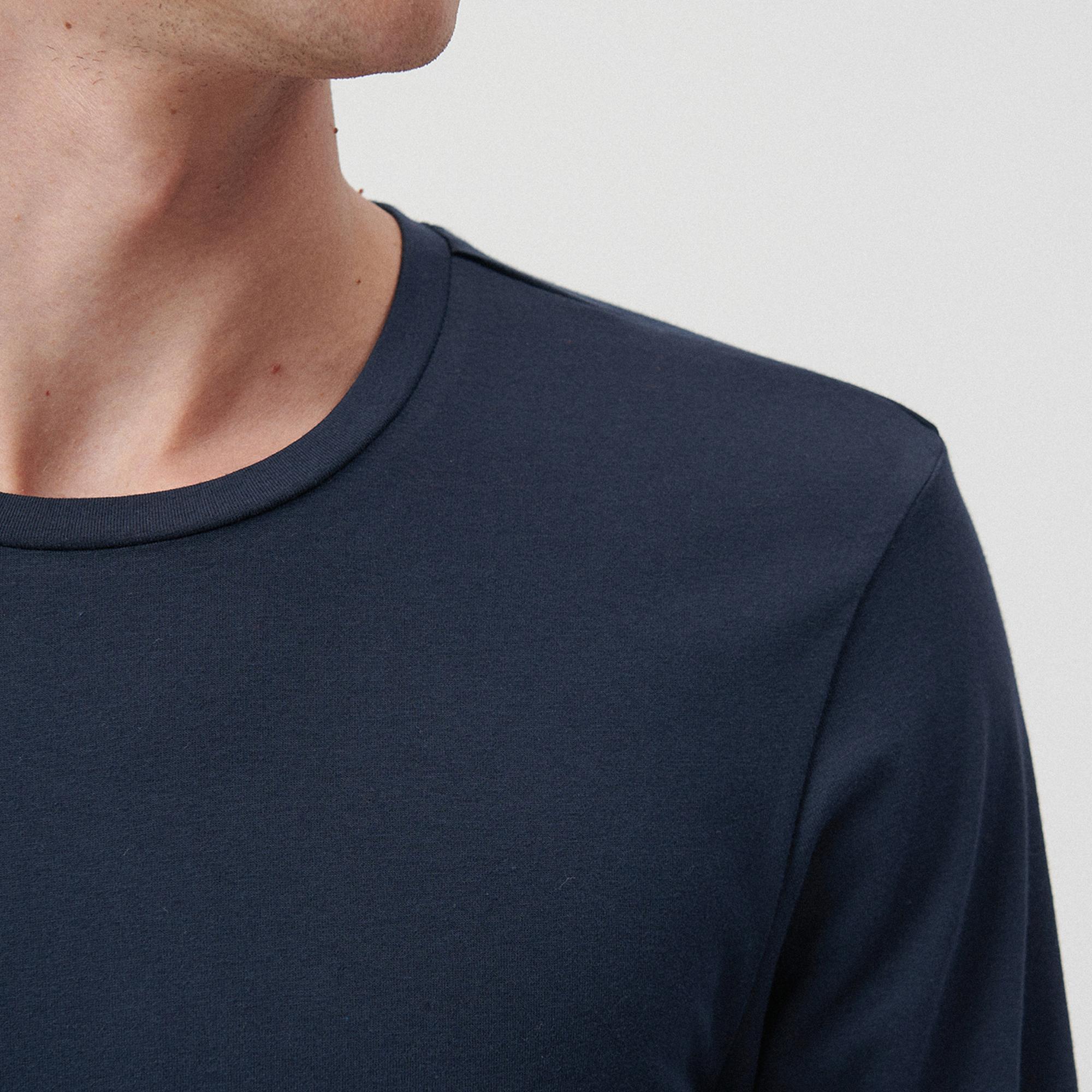 Mavi Uzun Kollu Lacivert Basic Tişört Fitted / Vücuda Oturan Kesim 062477-27308