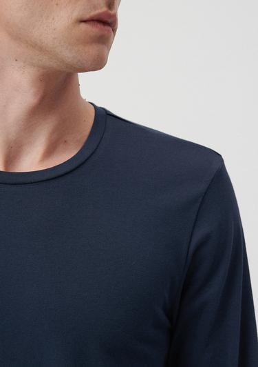  Mavi Uzun Kollu Lacivert Basic Tişört Fitted / Vücuda Oturan Kesim 062477-27308