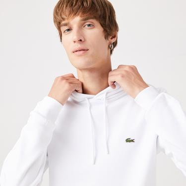  Erkek Classic Fit Kapüşonlu Beyaz Sweatshirt