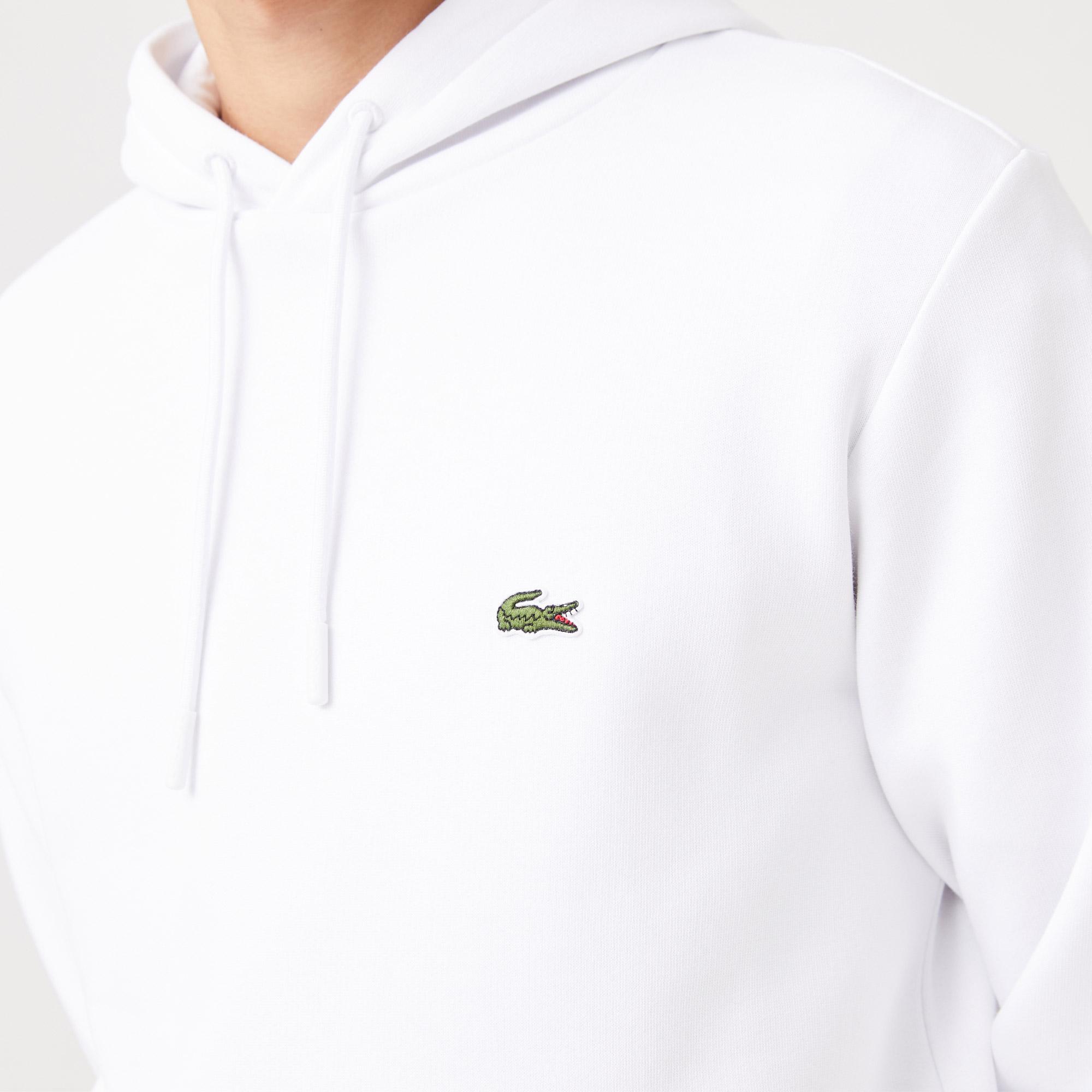 Erkek Classic Fit Kapüşonlu Beyaz Sweatshirt