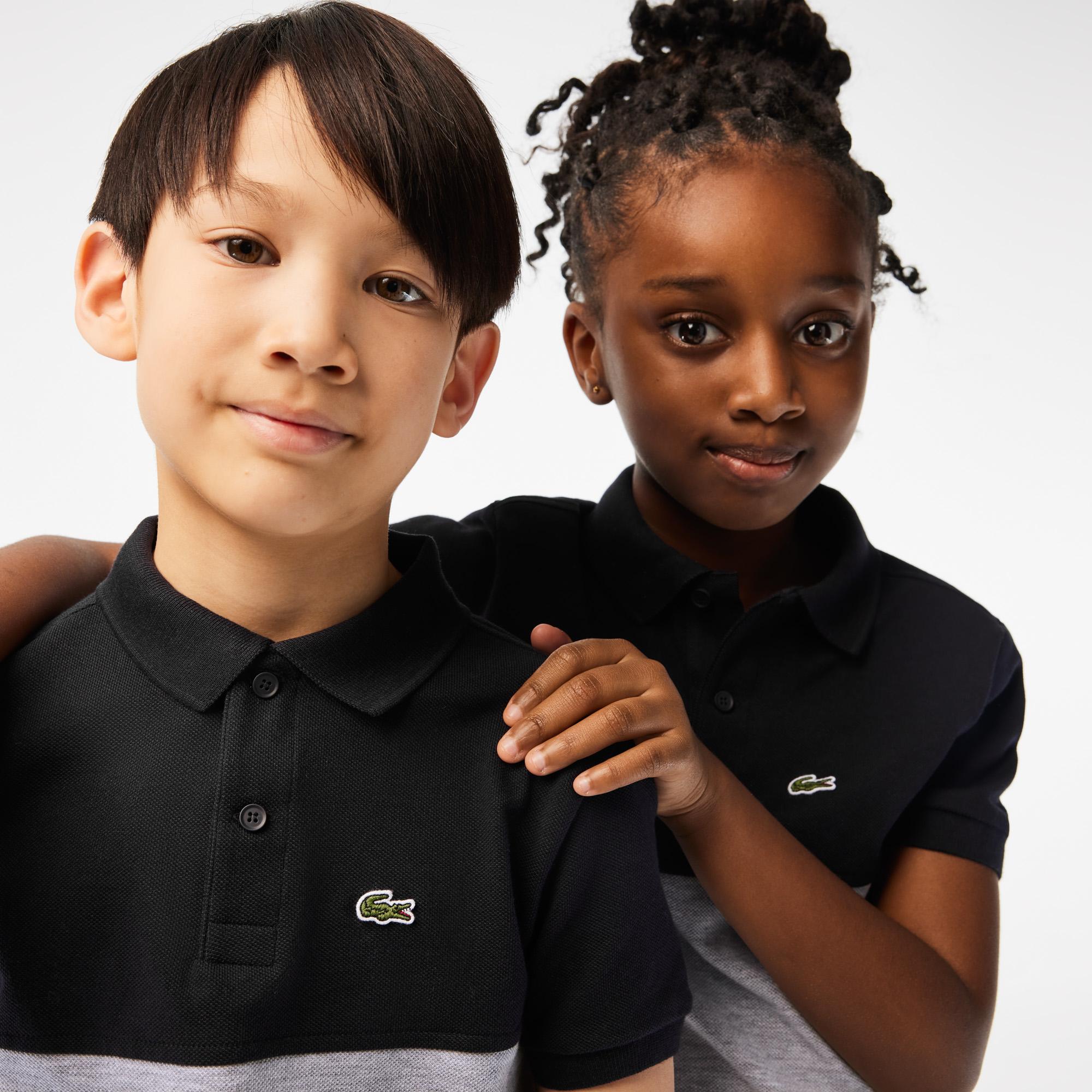 Lacoste Çocuk Renk Bloklu Gri Polo