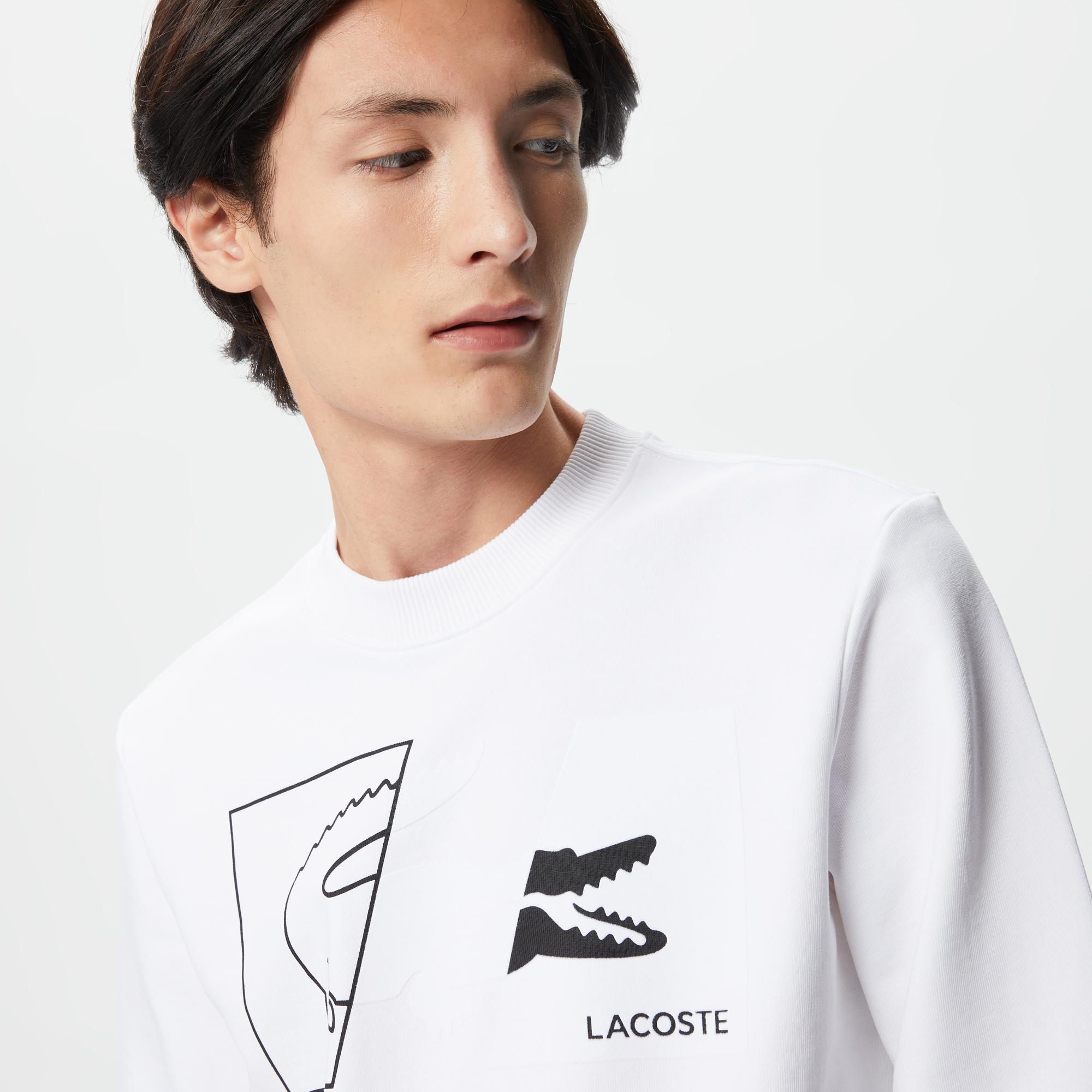 Erkek Regular Fit Bisiklet Yaka Baskılı Beyaz Sweatshirt