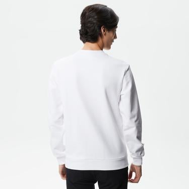  Erkek Regular Fit Bisiklet Yaka Baskılı Beyaz Sweatshirt