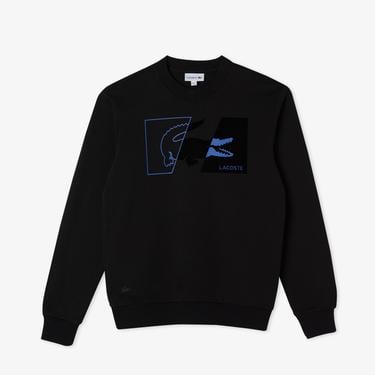  Erkek Regular Fit Bisiklet Yaka Baskılı Siyah Sweatshirt