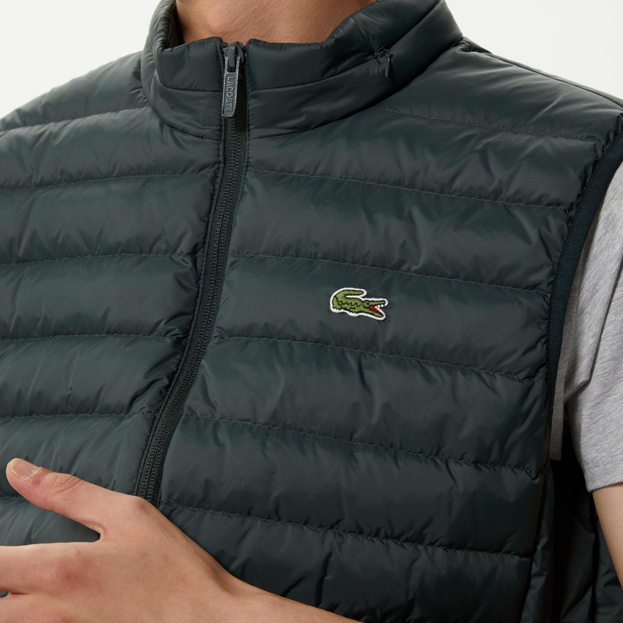 Erkek Dik Yaka Kapitone Yeşil Yelek