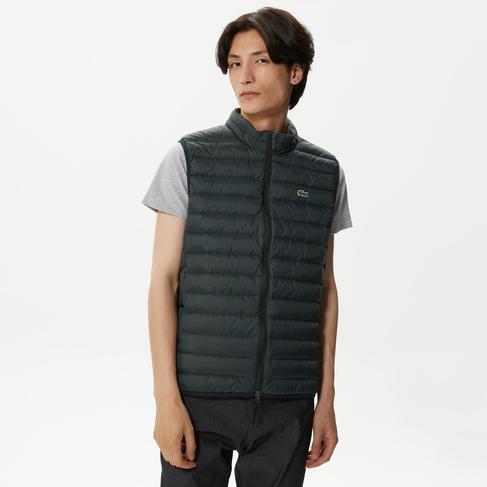  Erkek Dik Yaka Kapitone Yeşil Yelek