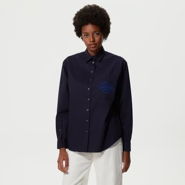  Kadın Relaxed Fit Lacivert Gömlek