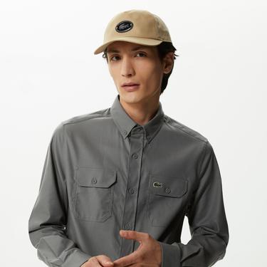  Erkek Slim Fit Düğmeli Yaka Koyu Gri Gömlek