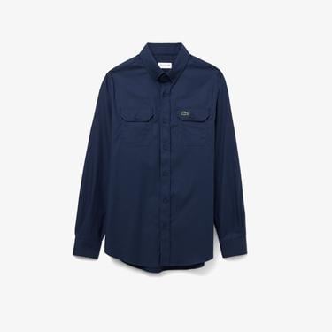  Erkek Slim Fit Düğmeli Yaka Lacivert Gömlek