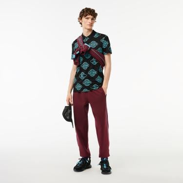  Lacoste Movement Erkek Regular Fit Organik Pamuk Baskılı Siyah Polo