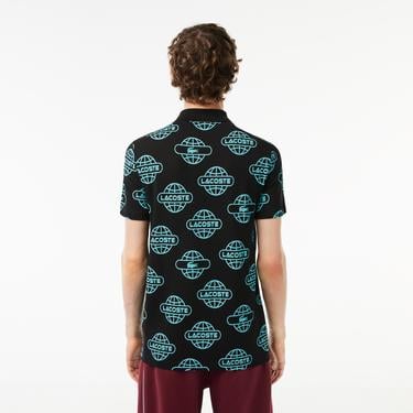  Lacoste Movement Erkek Regular Fit Organik Pamuk Baskılı Siyah Polo