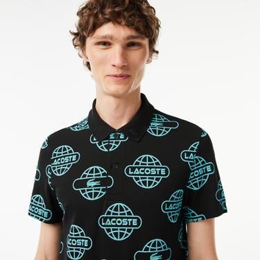  Lacoste Movement Erkek Regular Fit Organik Pamuk Baskılı Siyah Polo