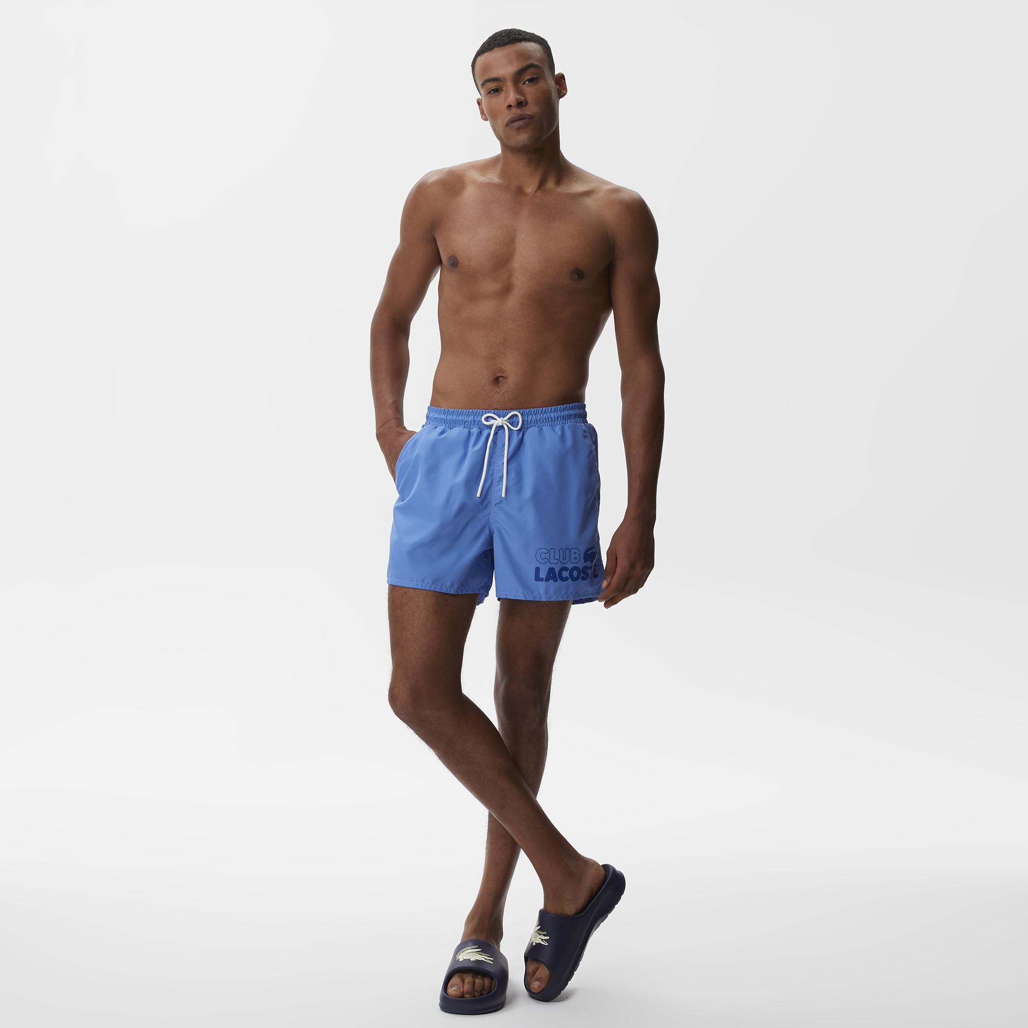 Erkek Baskılı Mavi Mayo Şort