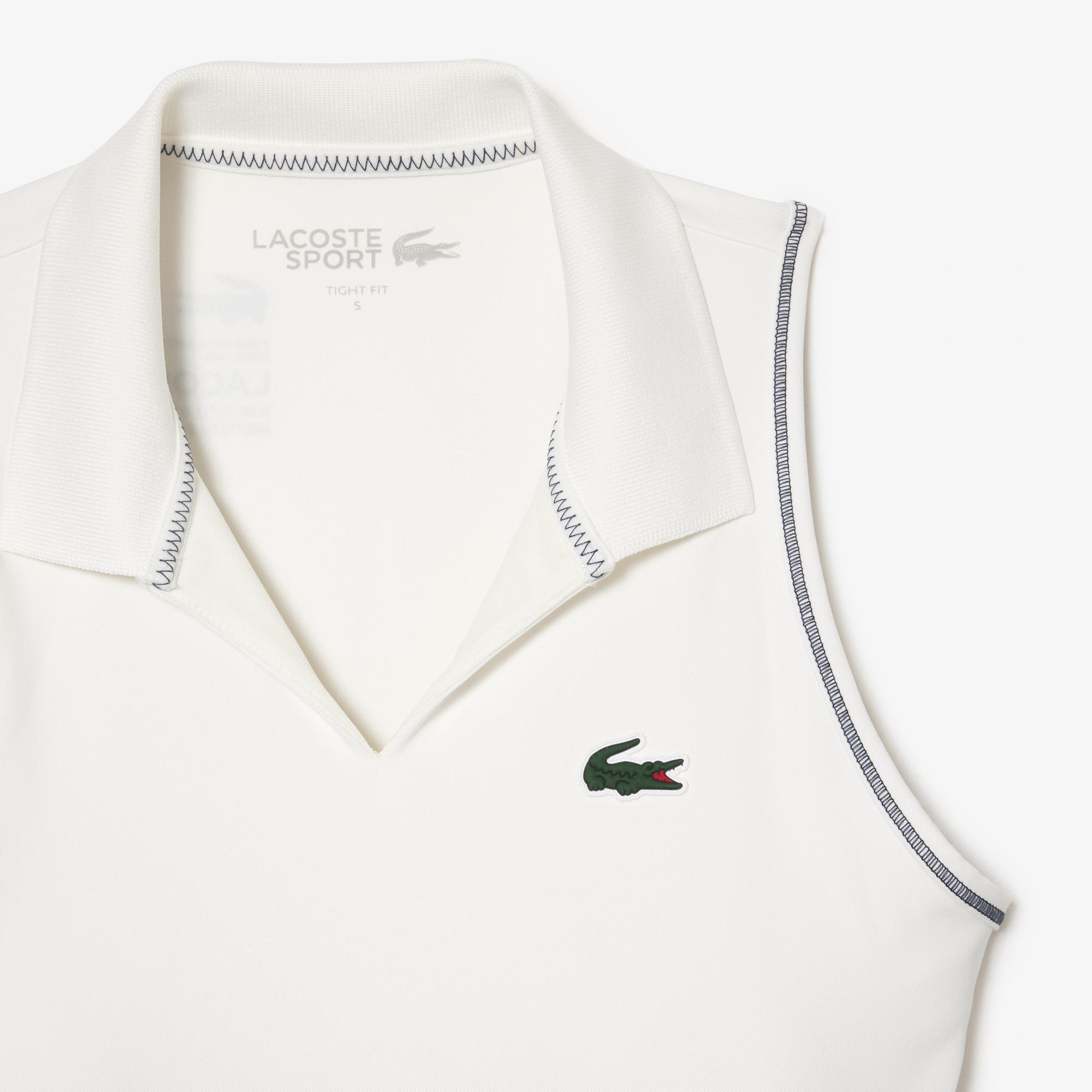 Lacoste Active Kadın Slim Fit Kolsuz Polo Yaka Baskılı Bej Bra
