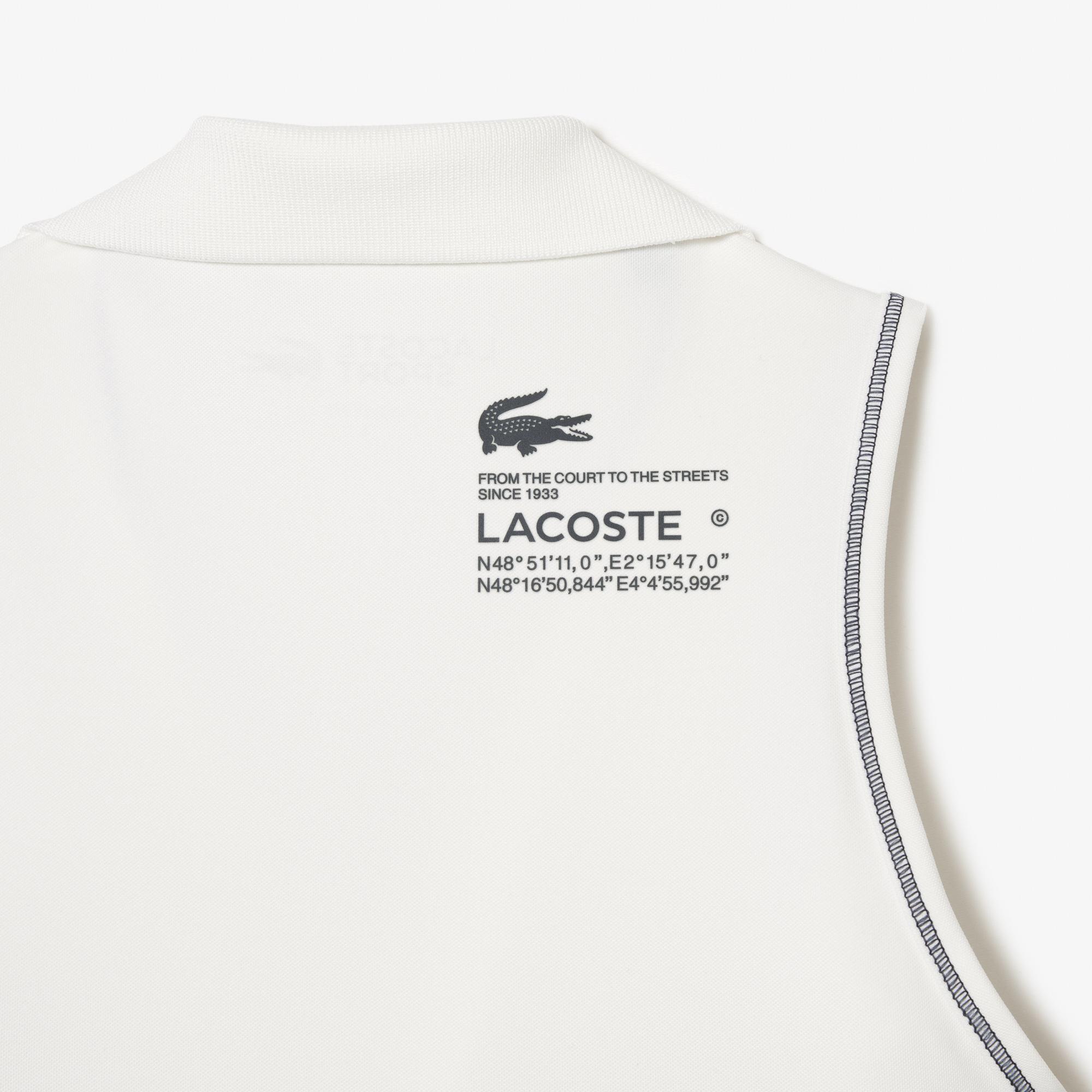 Lacoste Active Kadın Slim Fit Kolsuz Polo Yaka Baskılı Bej Bra