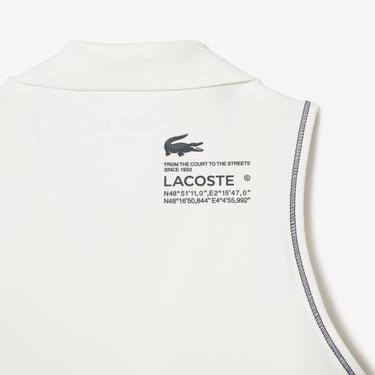  Lacoste Active Kadın Slim Fit Kolsuz Polo Yaka Baskılı Bej Bra
