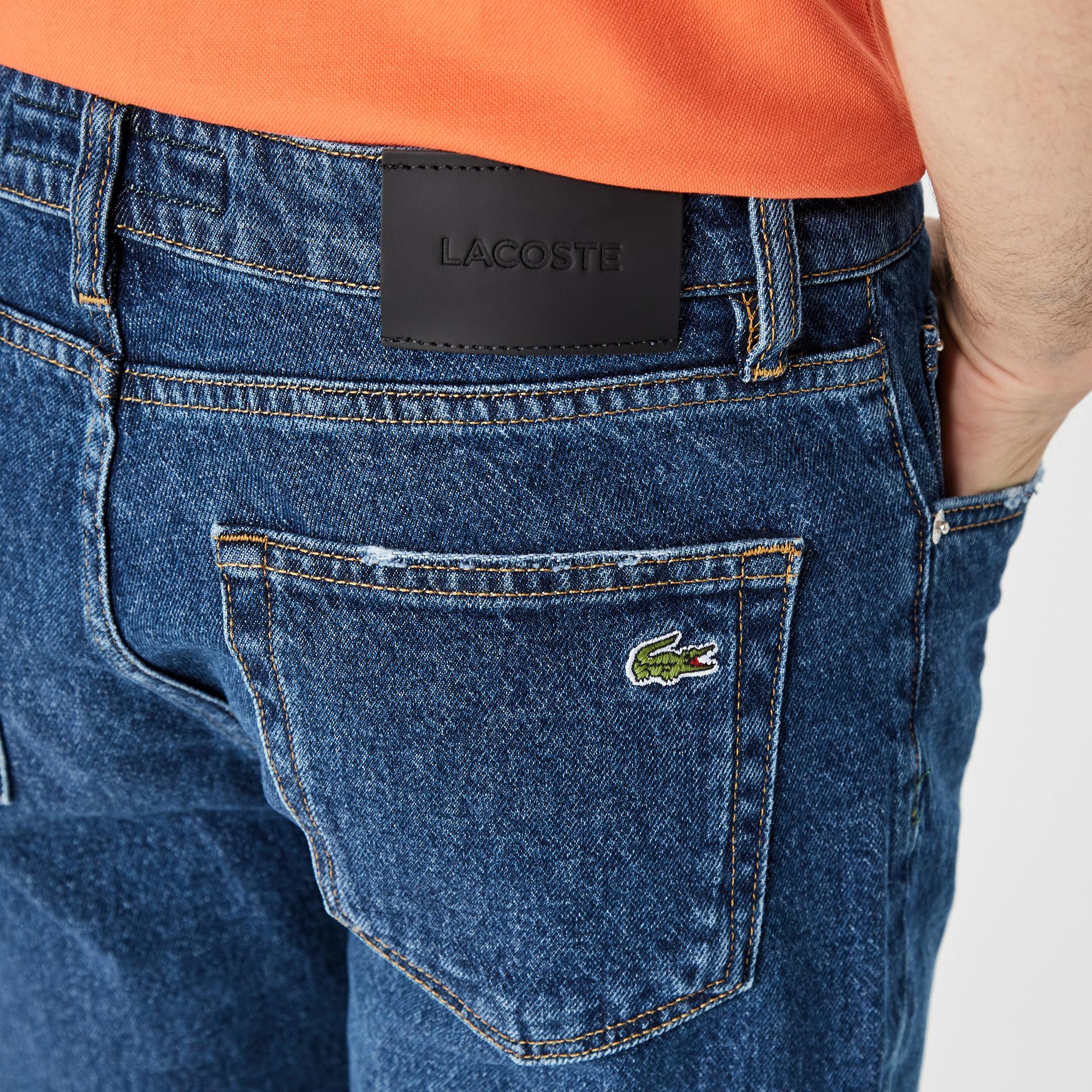 Lacoste Erkek Slim Fit Denim Koyu Mavi Bermuda Şort
