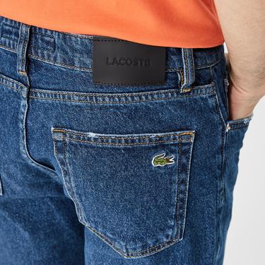  Lacoste Erkek Slim Fit Denim Koyu Mavi Bermuda Şort