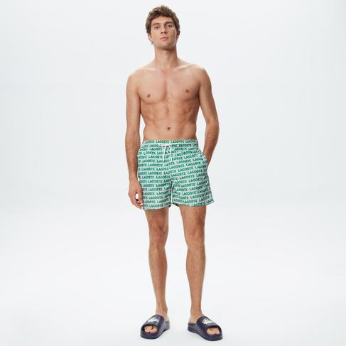  Erkek Regular Fit Baskılı Yeşil Mayo Şort