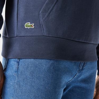  Erkek Relaxed Fit Kapüşonlu Baskılı Lacivert Sweatshirt