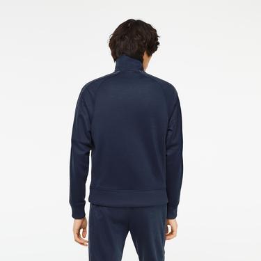  Erkek Regular Fit Fermuarlı Baskılı Lacivert Sweatshirt