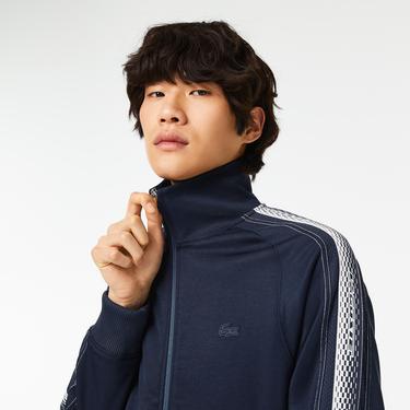  Erkek Regular Fit Fermuarlı Baskılı Lacivert Sweatshirt