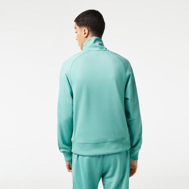  Erkek Regular Fit Fermuarlı Baskılı Yeşil Sweatshirt