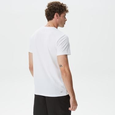  Erkek Sport Regular Fit Organik Pamuk Baskılı Beyaz T-shirt