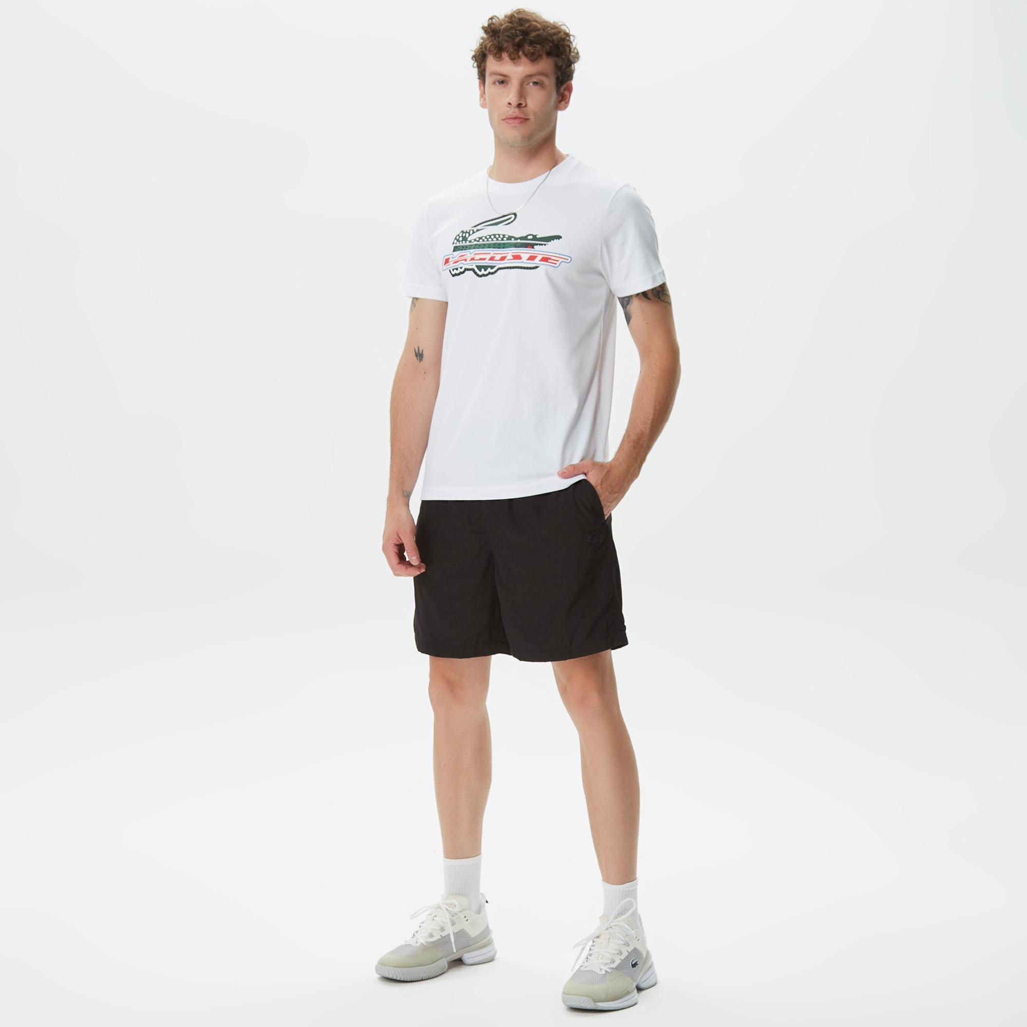 Erkek Sport Regular Fit Organik Pamuk Baskılı Beyaz T-shirt