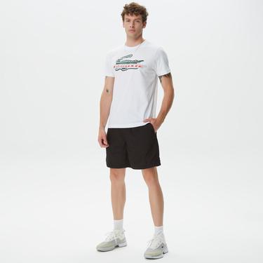  Erkek Sport Regular Fit Organik Pamuk Baskılı Beyaz T-shirt