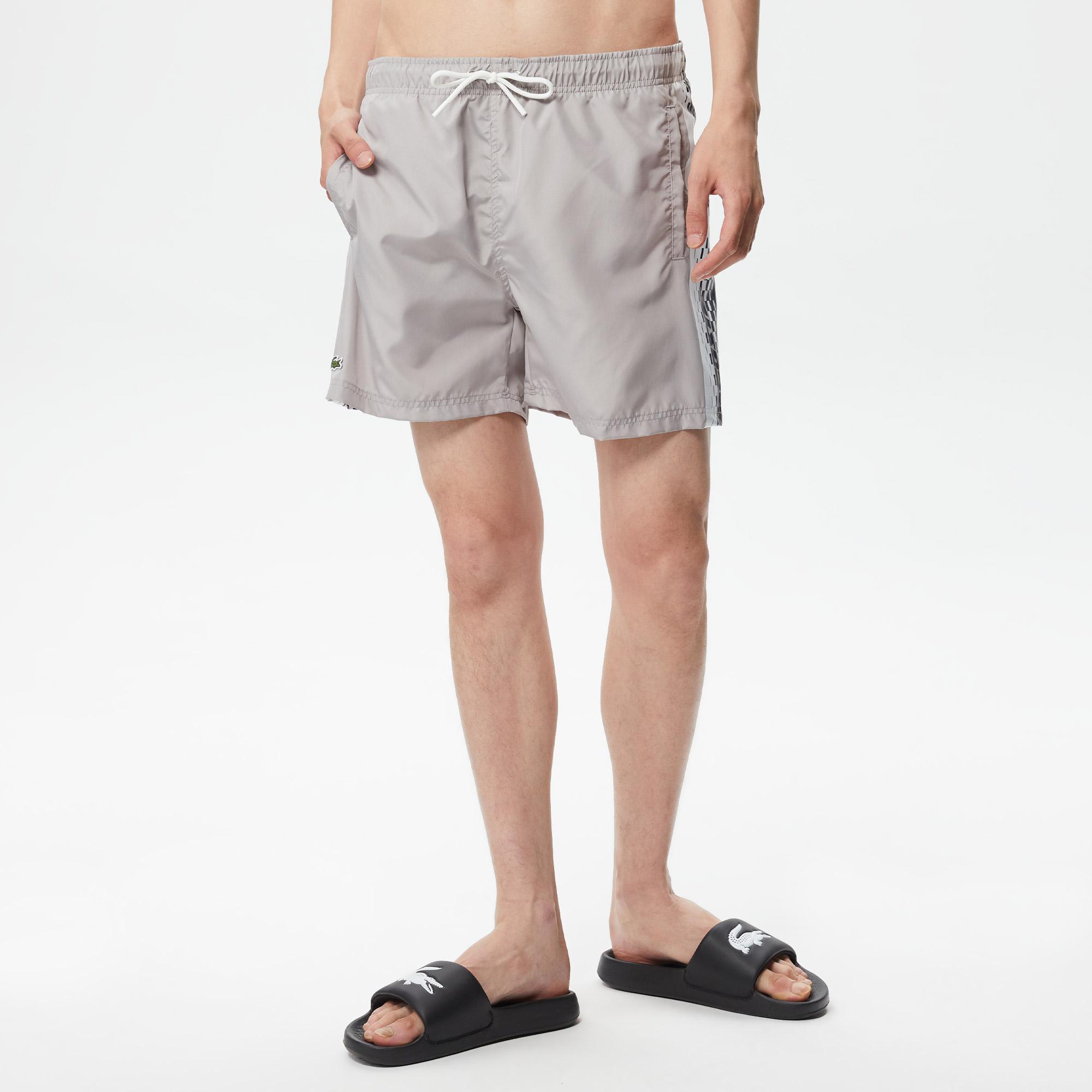 Erkek Regular Fit Baskılı Gri Mayo Şort