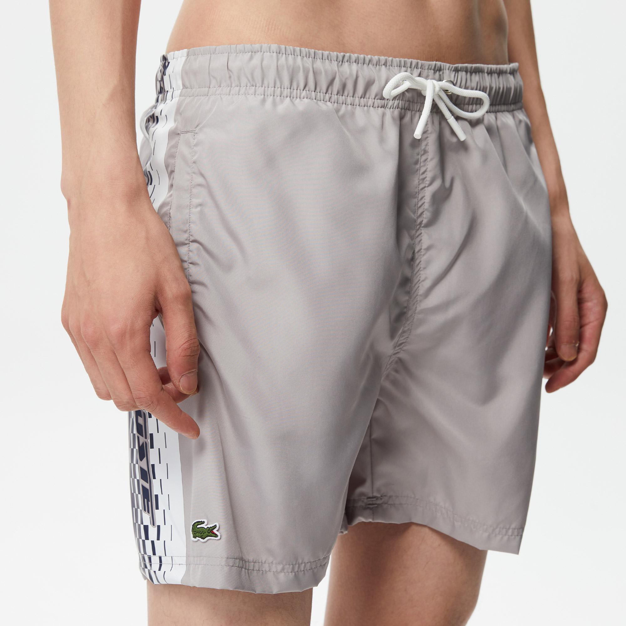 Erkek Regular Fit Baskılı Gri Mayo Şort