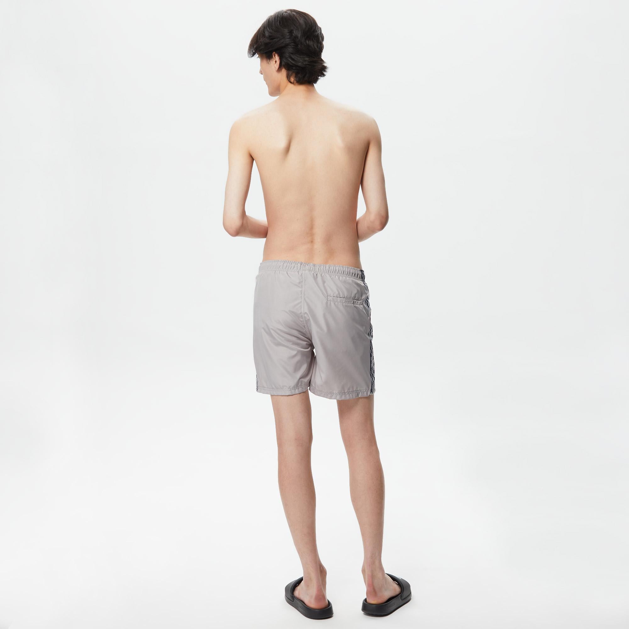 Erkek Regular Fit Baskılı Gri Mayo Şort