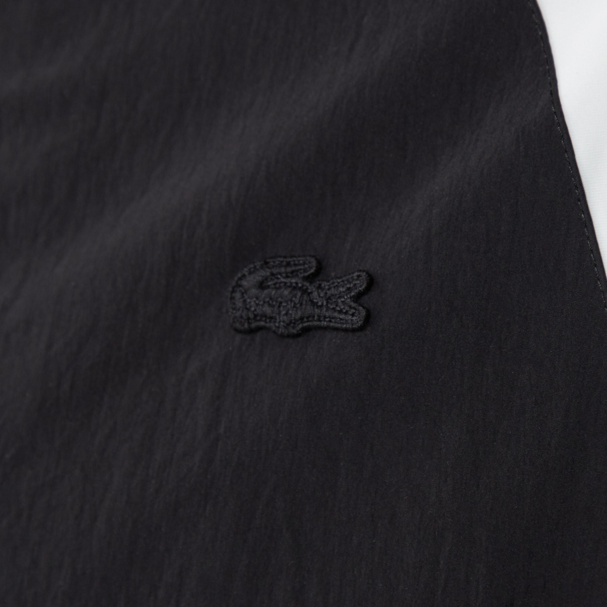 Erkek Gömlek Yaka Renk Bloklu Siyah Mont