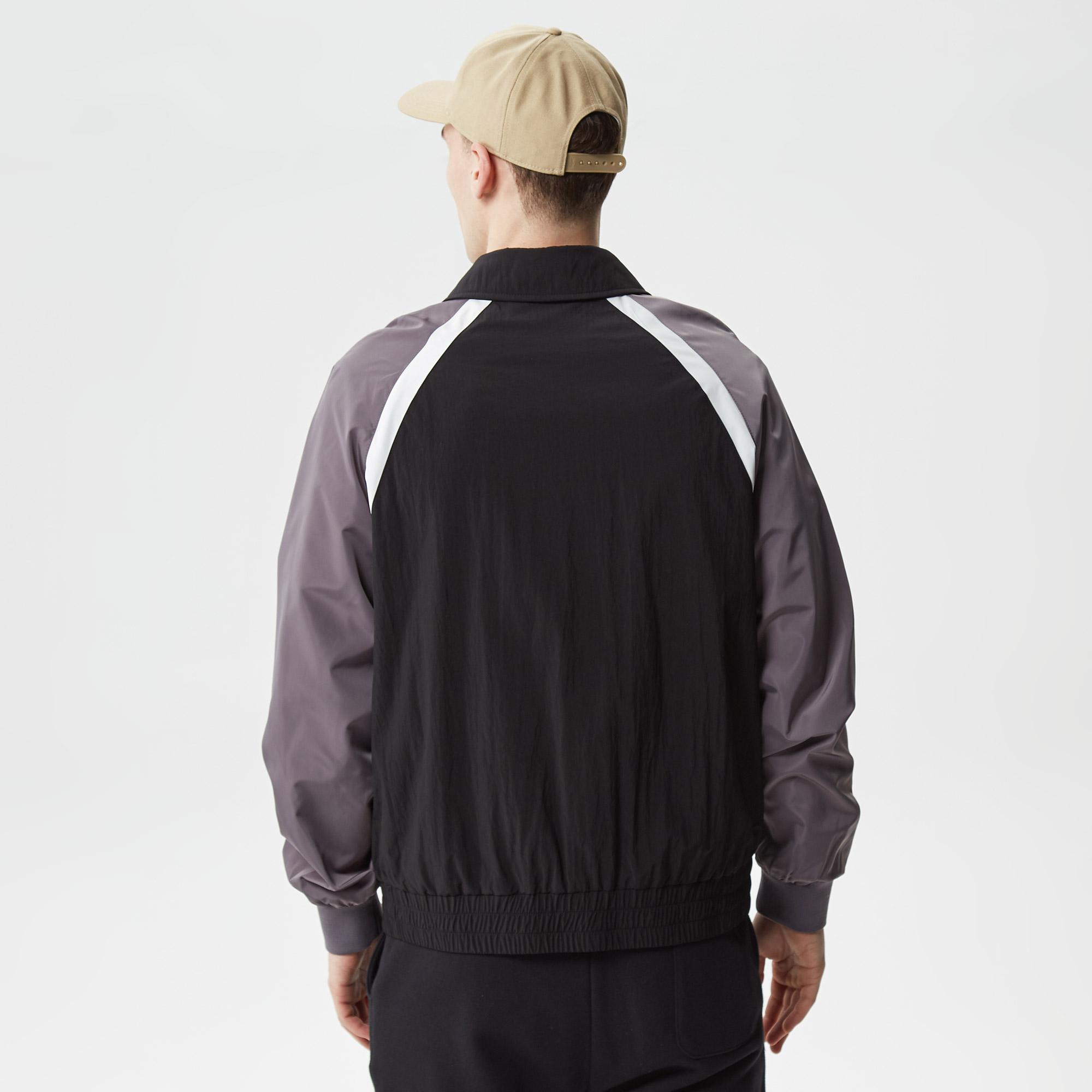 Erkek Gömlek Yaka Renk Bloklu Siyah Mont