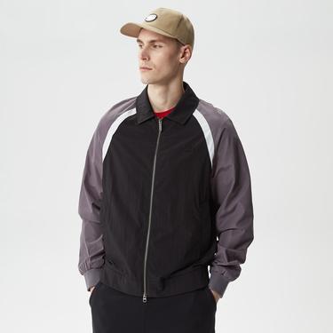  Erkek Gömlek Yaka Renk Bloklu Siyah Mont