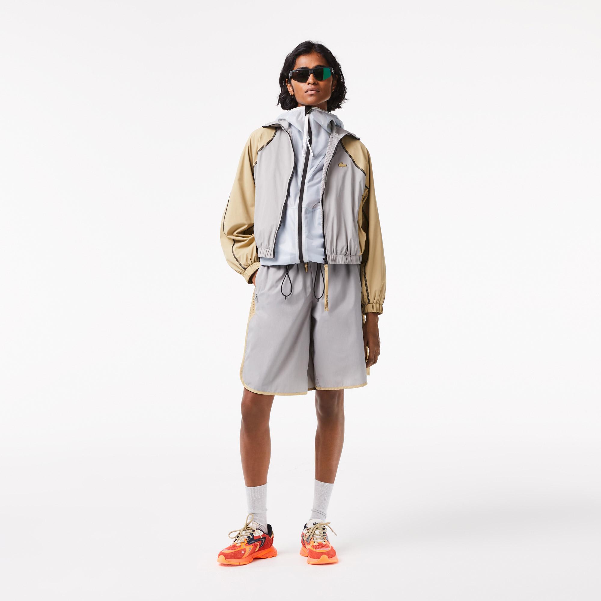 Active Kadın Dik Yaka Renk Bloklu Kahverengi Ceket