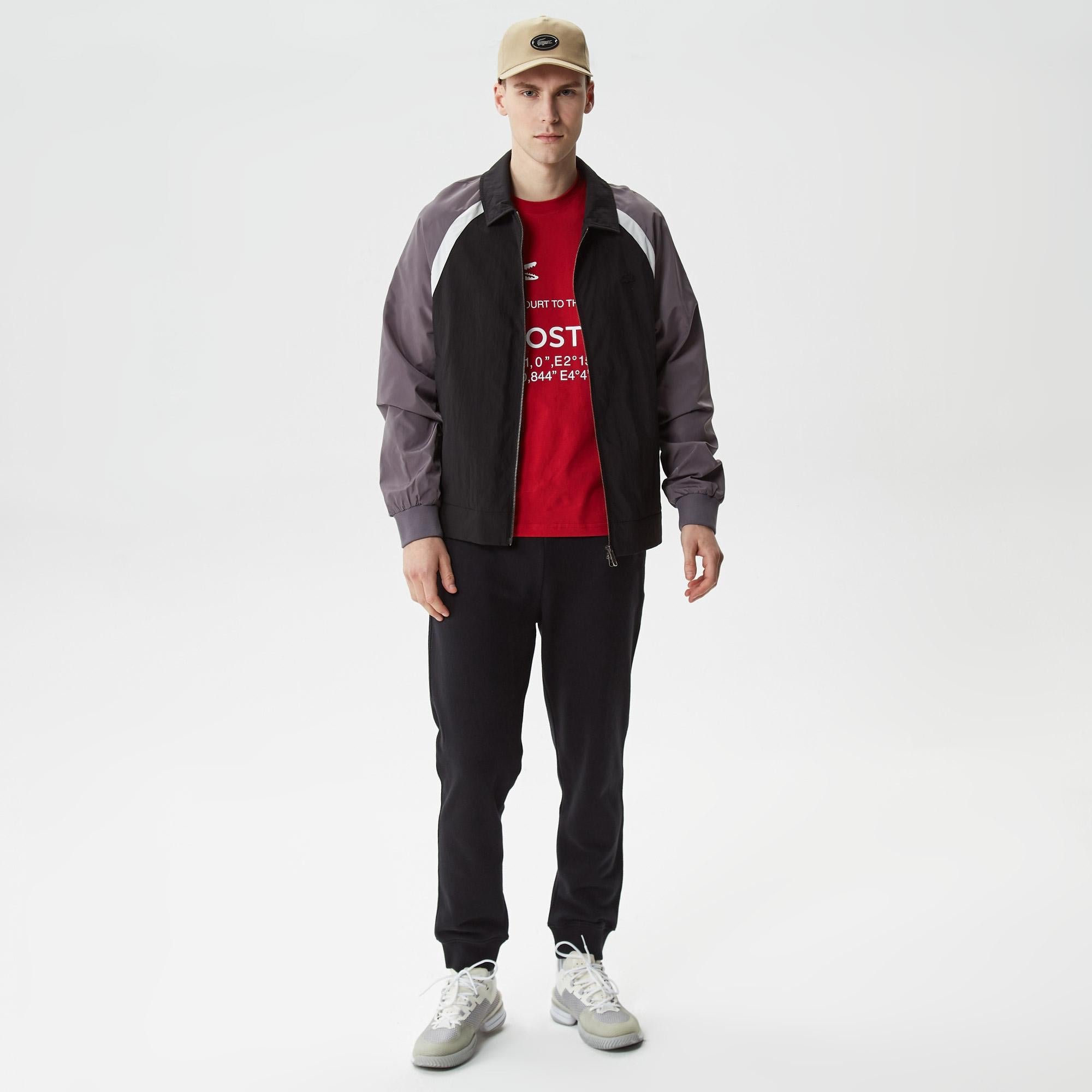 Erkek Gömlek Yaka Renk Bloklu Siyah Mont