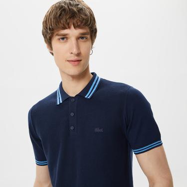  Lacoste Erkek Kısa Kollu Polo Yaka Lacivert Triko